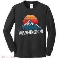 Retro Washington Wn Mountains State Outdoor Kids Long Sleeve Shirt thumb 0