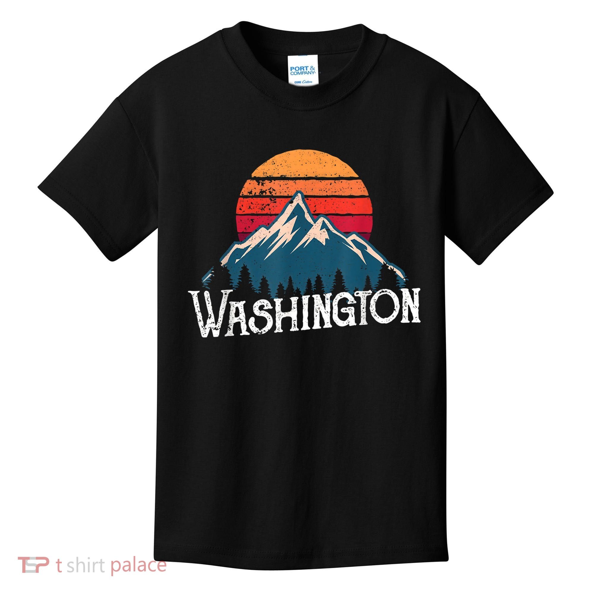 Retro Washington Wn Mountains State Outdoor Kids T-Shirt