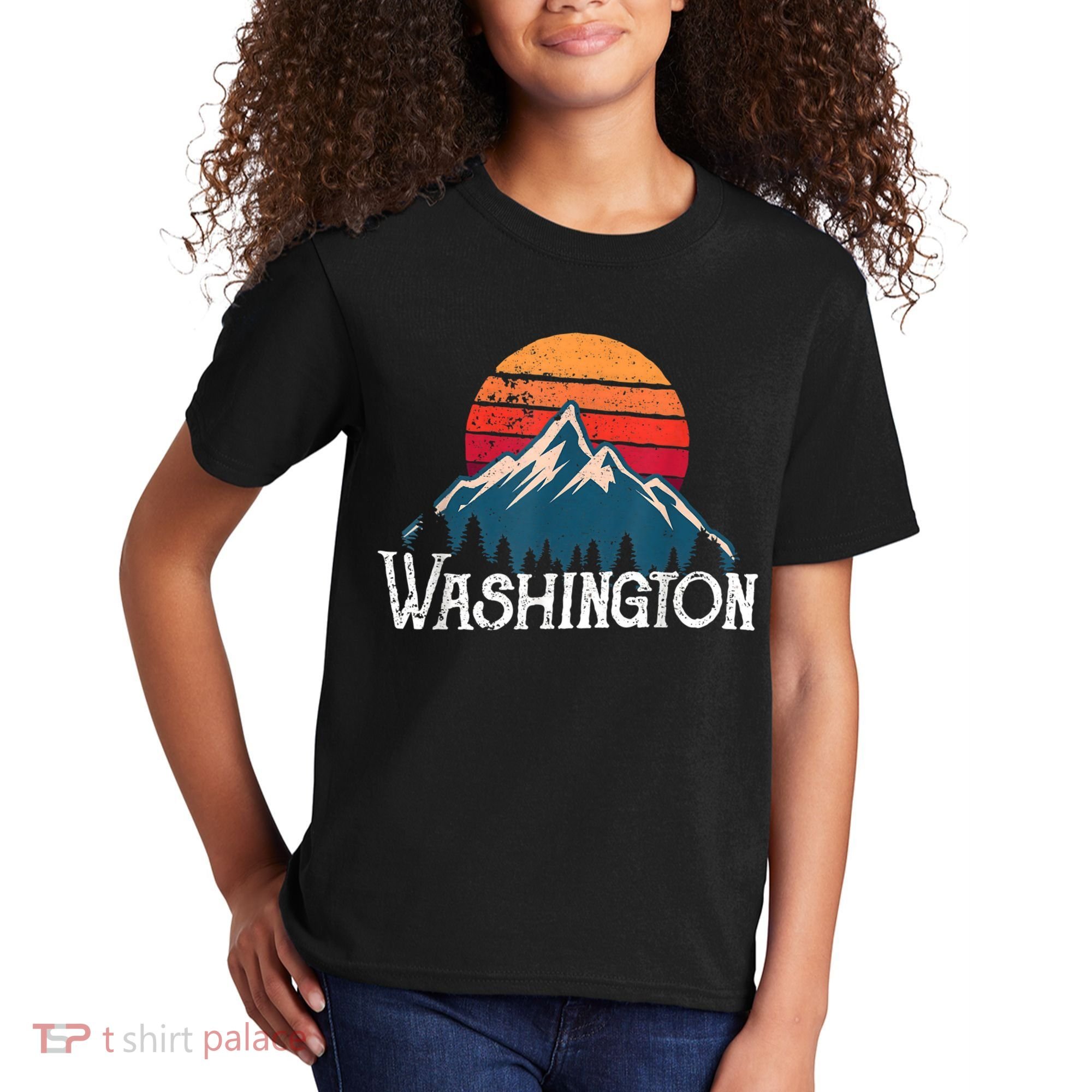 Retro Washington Wn Mountains State Outdoor Kids T-Shirt