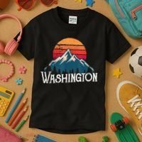 Retro Washington Wn Mountains State Outdoor Kids T-Shirt thumb 3