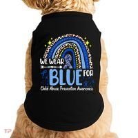 Rainbow We Wear Blue Child Abuse Prevention Month Awareness Doggie Tank thumb 0
