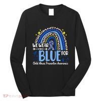 Rainbow We Wear Blue Child Abuse Prevention Month Awareness Long Sleeve Shirt thumb 0