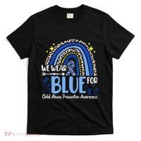 Rainbow We Wear Blue Child Abuse Prevention Month Awareness T-Shirt thumb 0