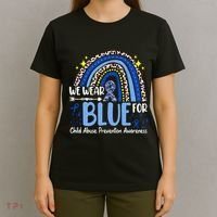 Rainbow We Wear Blue Child Abuse Prevention Month Awareness T-Shirt thumb 4