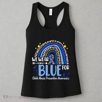 Rainbow We Wear Blue Child Abuse Prevention Month Awareness Women's Tank Top thumb 3