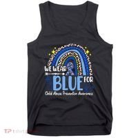 Rainbow We Wear Blue Child Abuse Prevention Month Awareness Tank Top thumb 0