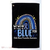 Rainbow We Wear Blue Child Abuse Prevention Month Awareness Golf Towel thumb 0