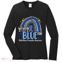 Rainbow We Wear Blue Child Abuse Prevention Month Awareness Women's Long Sleeve Shirt thumb 0