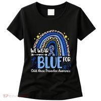 Rainbow We Wear Blue Child Abuse Prevention Month Awareness Women's T-Shirt thumb 0