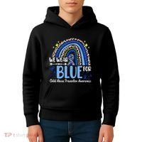 Rainbow We Wear Blue Child Abuse Prevention Month Awareness Kids Hoodie thumb 4