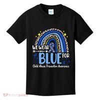 Rainbow We Wear Blue Child Abuse Prevention Month Awareness Kids T-Shirt thumb 0