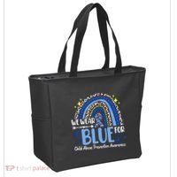 Rainbow We Wear Blue Child Abuse Prevention Month Awareness Tote Bag thumb 2