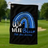 Rainbow We Wear Child Abuse Awareness Golf Towel thumb 1