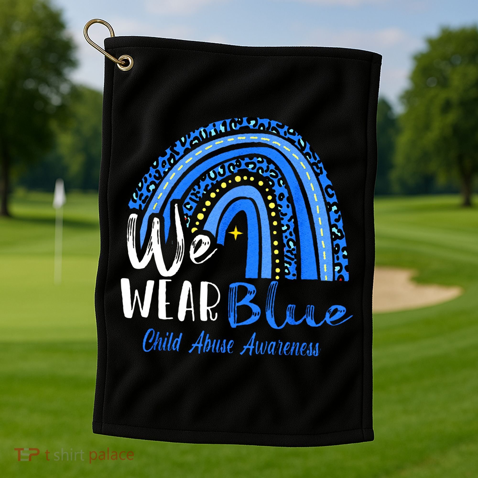 Rainbow We Wear Child Abuse Awareness Golf Towel