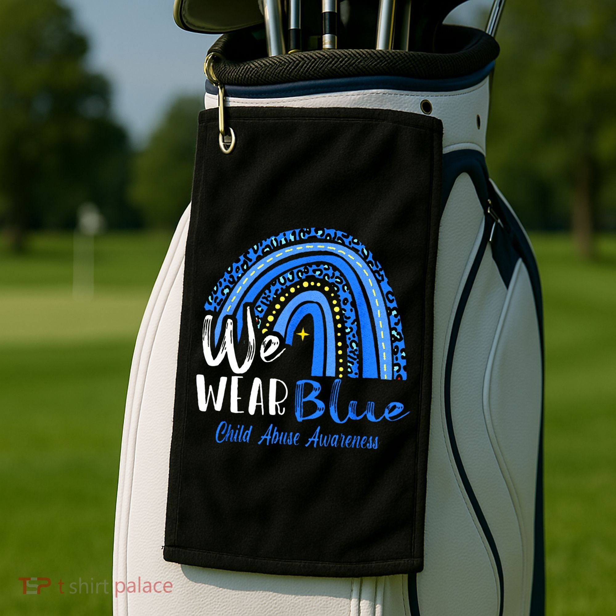 Rainbow We Wear Child Abuse Awareness Golf Towel