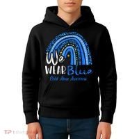 Rainbow We Wear Child Abuse Awareness Kids Hoodie thumb 4