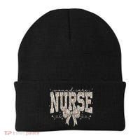 Retro Wildflower Wound Care Nurse Coquette Bow WOCN Nursing Beanie thumb 0