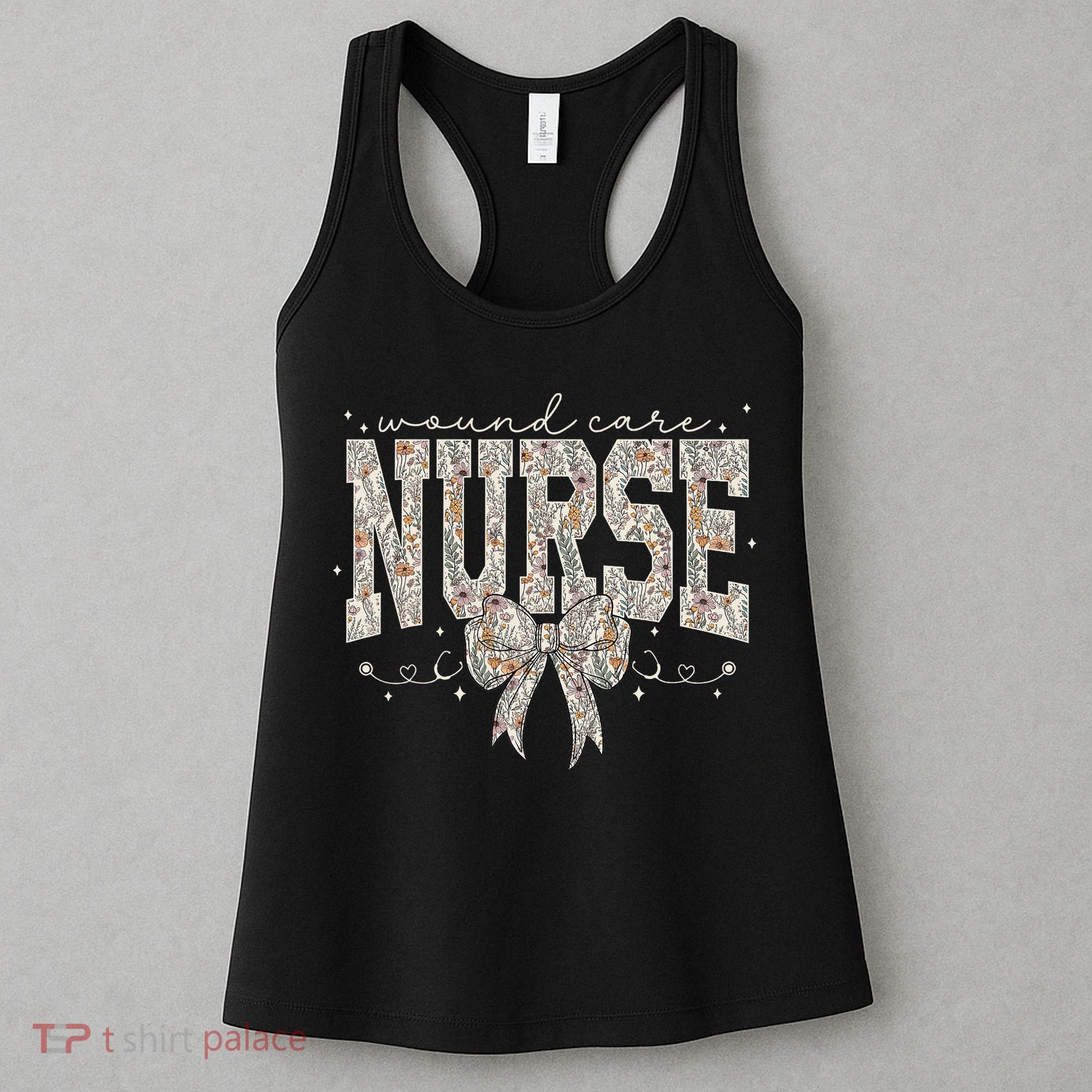 Retro Wildflower Wound Care Nurse Coquette Bow WOCN Nursing Women's Tank Top