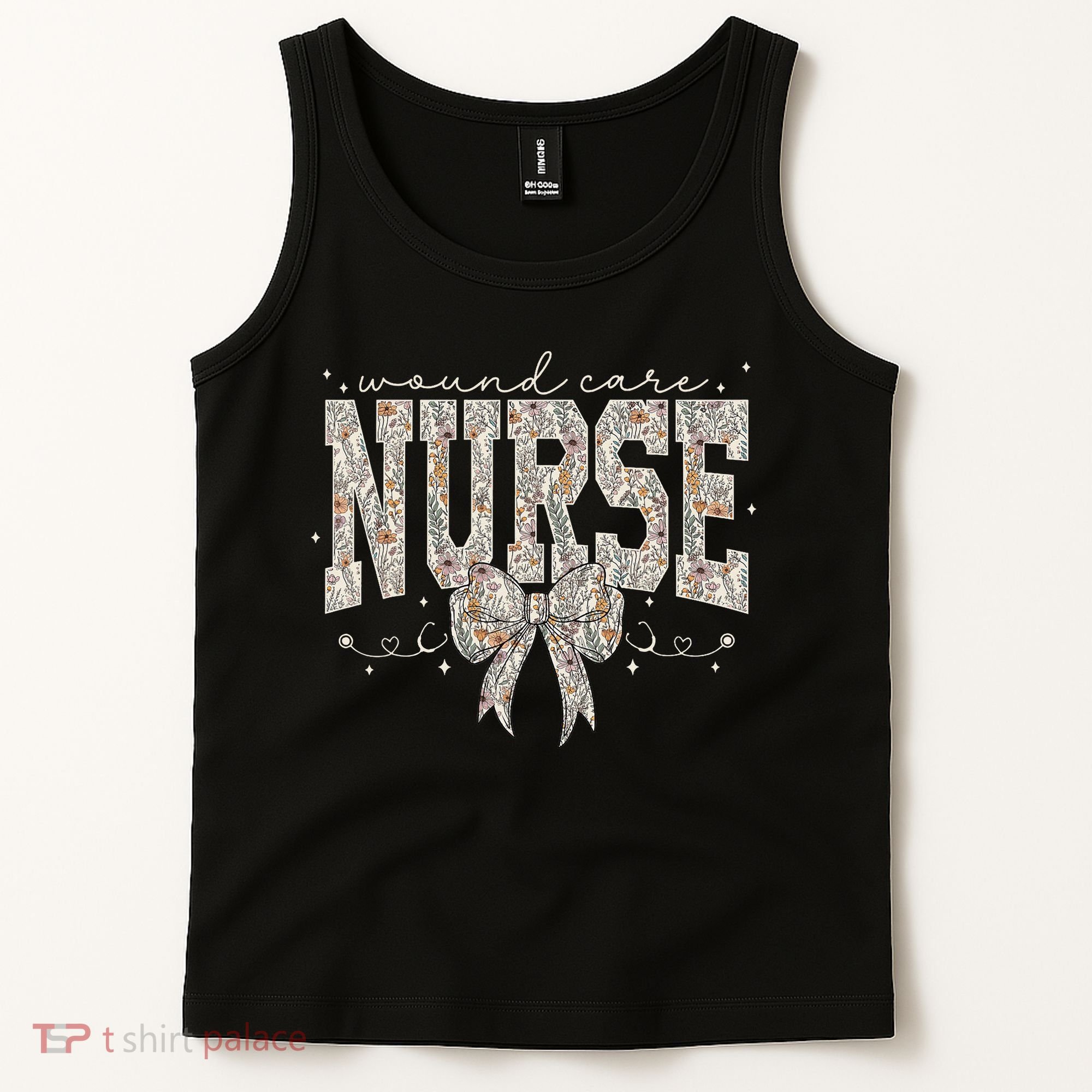 Retro Wildflower Wound Care Nurse Coquette Bow WOCN Nursing Tank Top