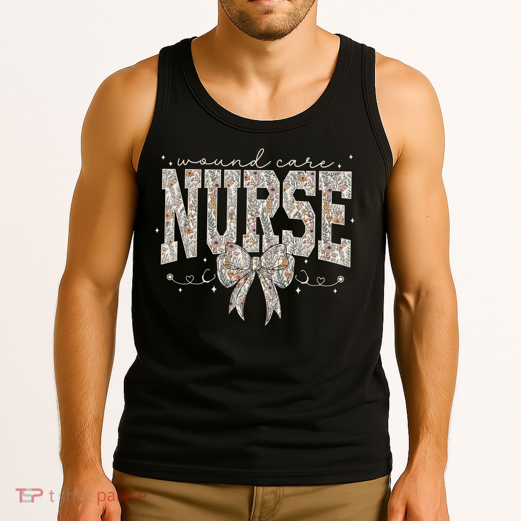 Retro Wildflower Wound Care Nurse Coquette Bow WOCN Nursing Tank Top