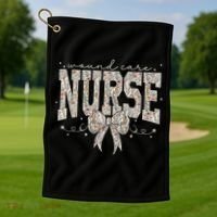 Retro Wildflower Wound Care Nurse Coquette Bow WOCN Nursing Golf Towel thumb 1