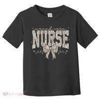 Retro Wildflower Wound Care Nurse Coquette Bow WOCN Nursing Toddler T-Shirt thumb 0