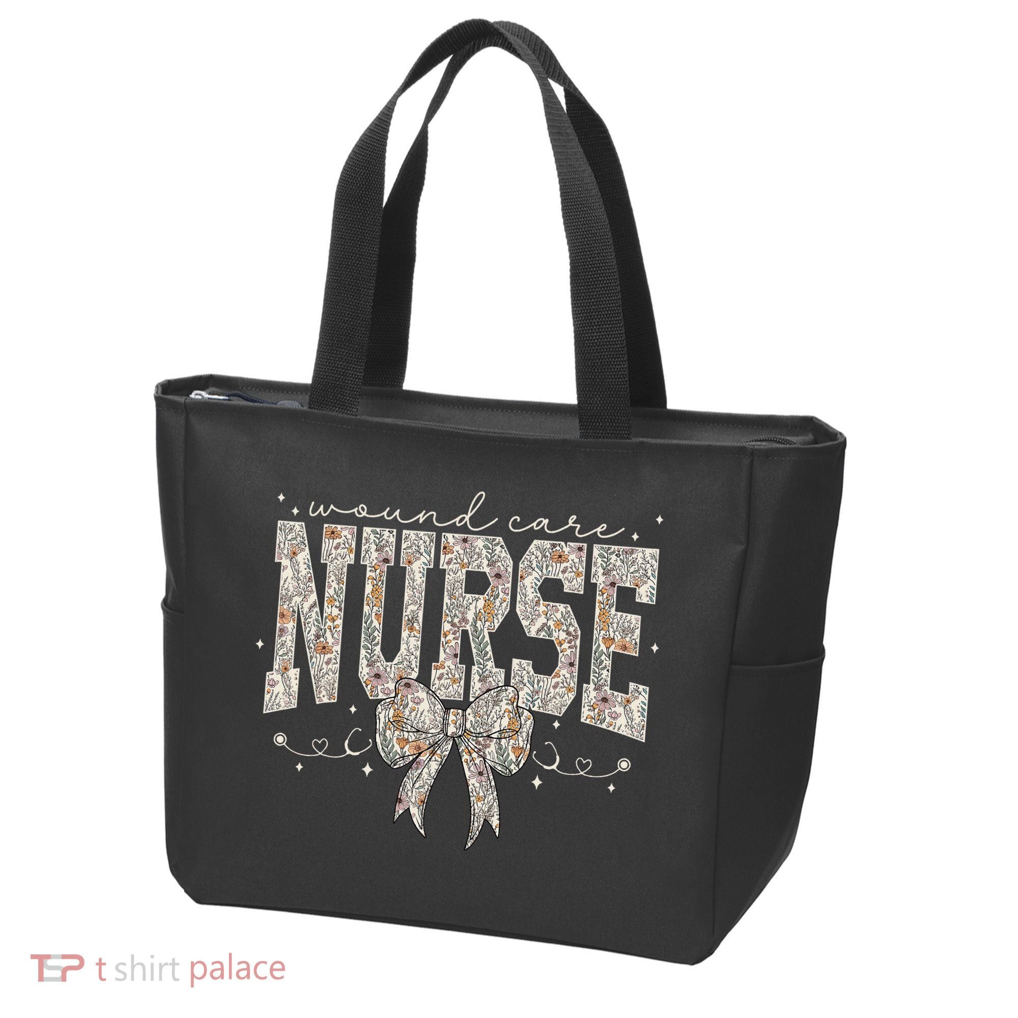 Retro Wildflower Wound Care Nurse Coquette Bow WOCN Nursing Tote Bag