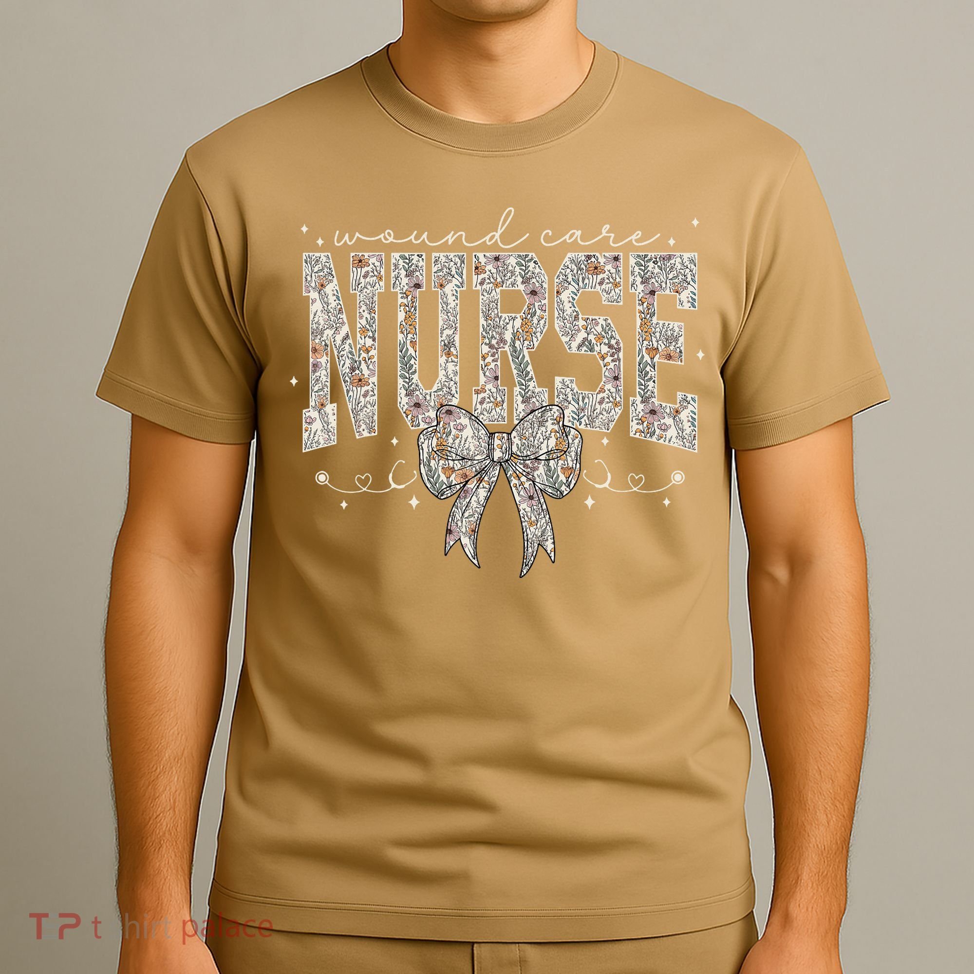 Retro Wildflower Wound Care Nurse Coquette Bow WOCN Nursing T-Shirt