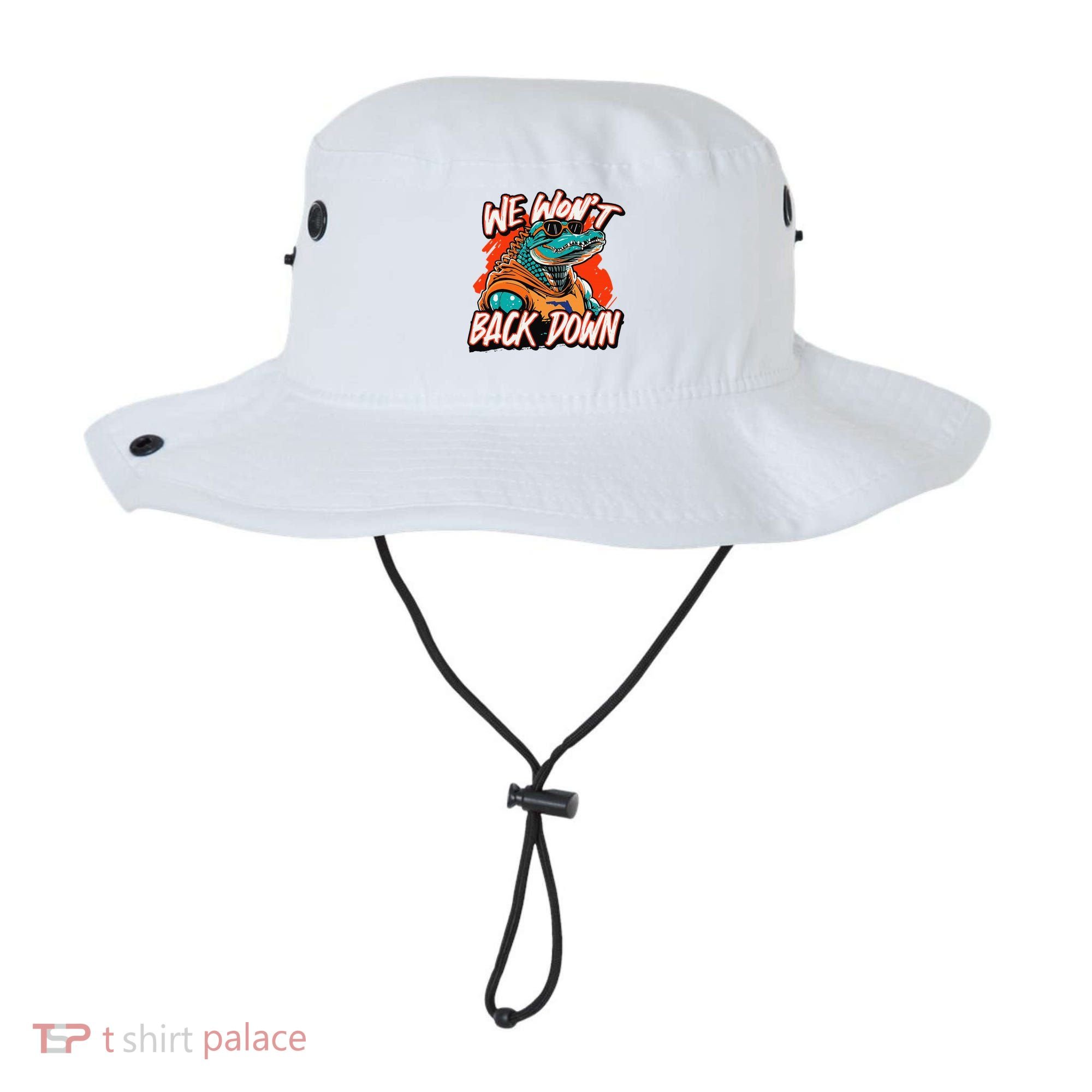 Retro We WonT Back Down Blue And Orange Gator Bucket Hat