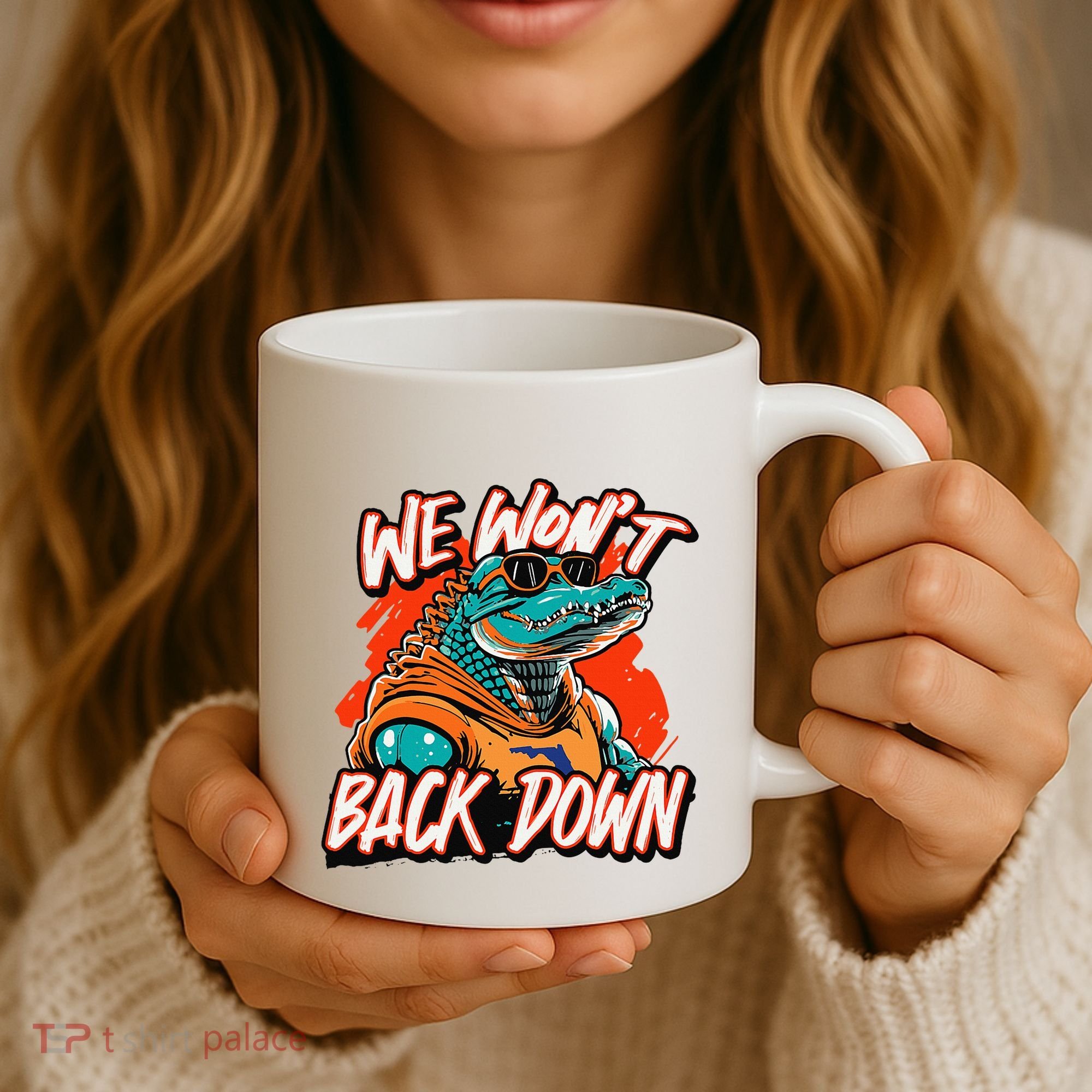 Retro We WonT Back Down Blue And Orange Gator Coffee Mug