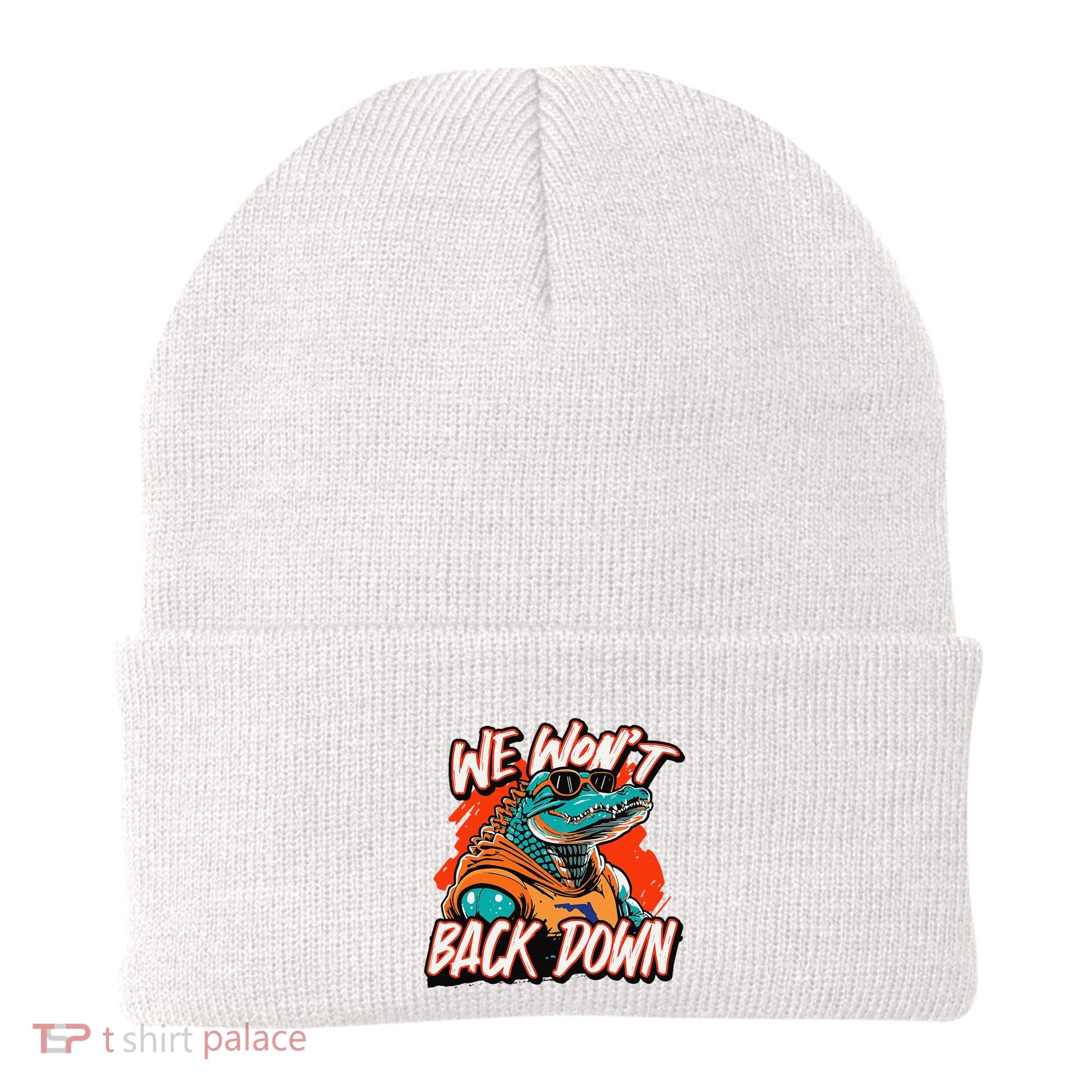 Retro We WonT Back Down Blue And Orange Gator Beanie