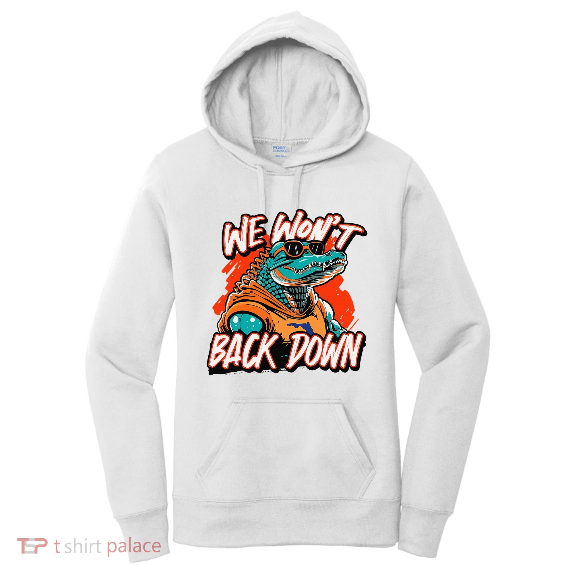 Retro We WonT Back Down Blue And Orange Gator Women's Hoodie