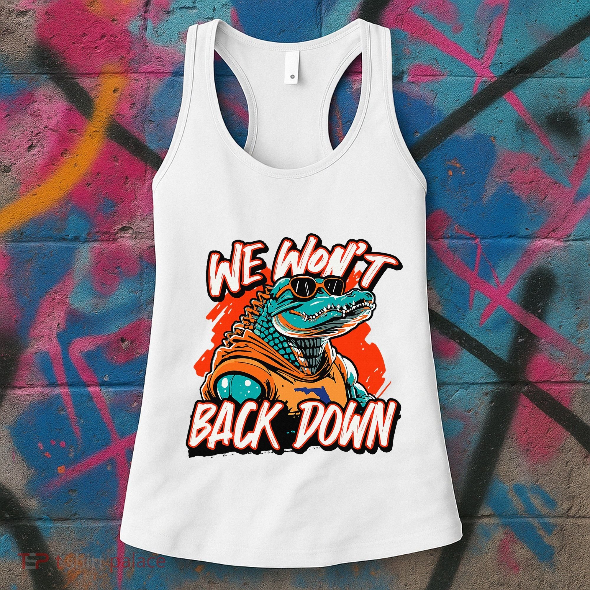 Retro We WonT Back Down Blue And Orange Gator Women's Tank Top