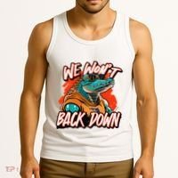Retro We WonT Back Down Blue And Orange Gator Tank Top thumb 3