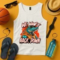 Retro We WonT Back Down Blue And Orange Gator Tank Top thumb 4