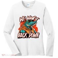 Retro We WonT Back Down Blue And Orange Gator Women's Long Sleeve Shirt thumb 0
