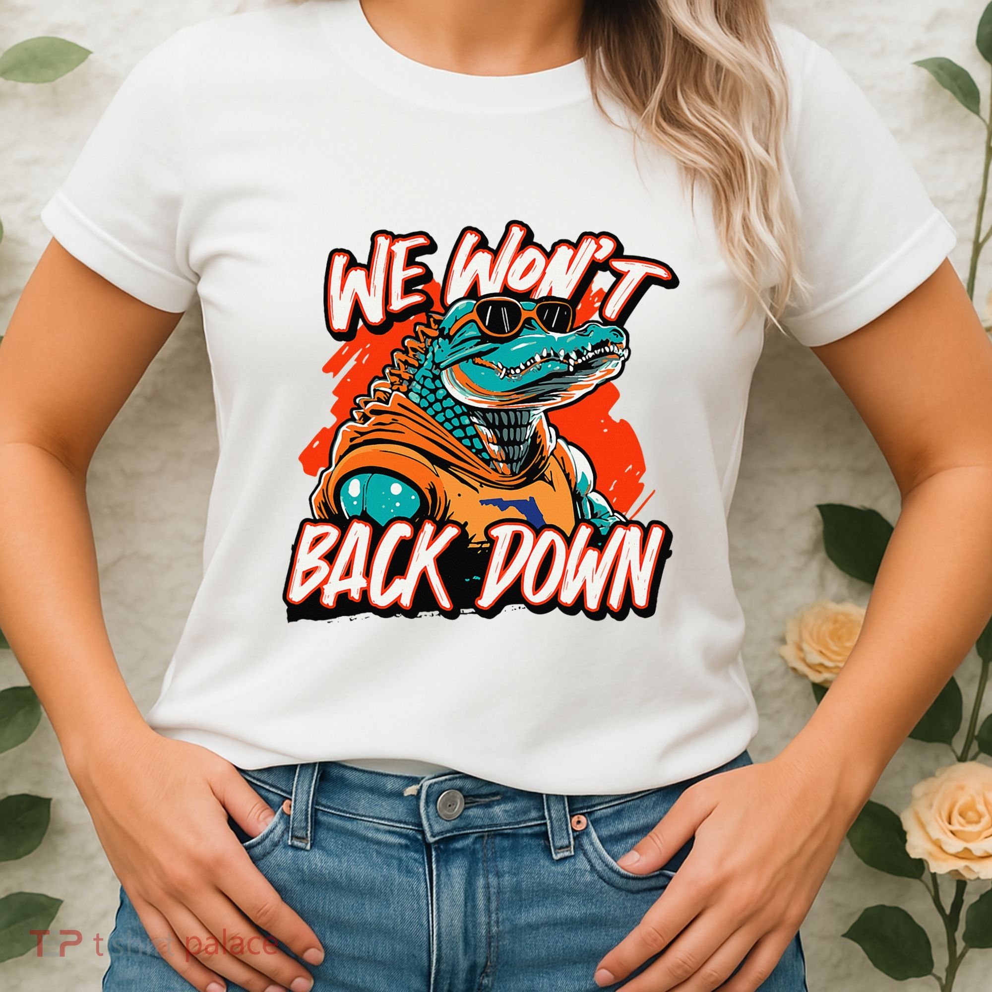 Retro We WonT Back Down Blue And Orange Gator Women's T-Shirt