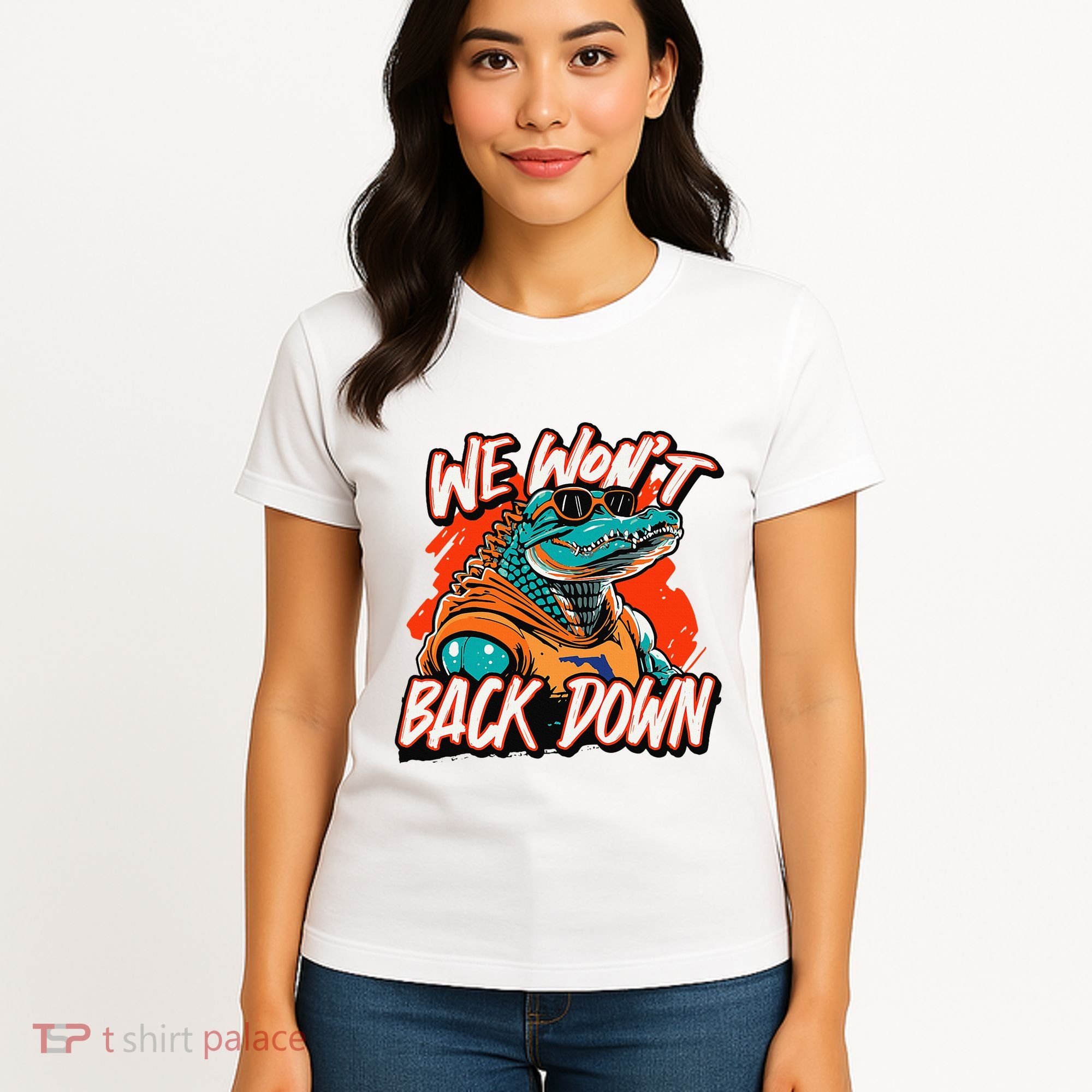 Retro We WonT Back Down Blue And Orange Gator Women's T-Shirt
