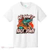 Retro We WonT Back Down Blue And Orange Gator Kids T-Shirt thumb 0