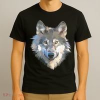 Realistic White Wolf, Realistic Animal Print With Colors Premium T-Shirt thumb 3