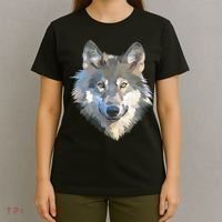 Realistic White Wolf, Realistic Animal Print With Colors Premium T-Shirt thumb 4