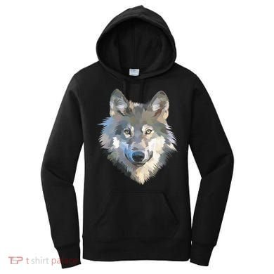 Realistic White Wolf, Realistic Animal Print With Colors Premium Women's Hoodie