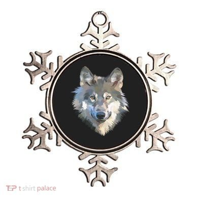 Realistic White Wolf, Realistic Animal Print With Colors Premium Ornament