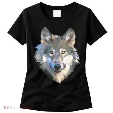Realistic White Wolf, Realistic Animal Print With Colors Premium Women's T-Shirt