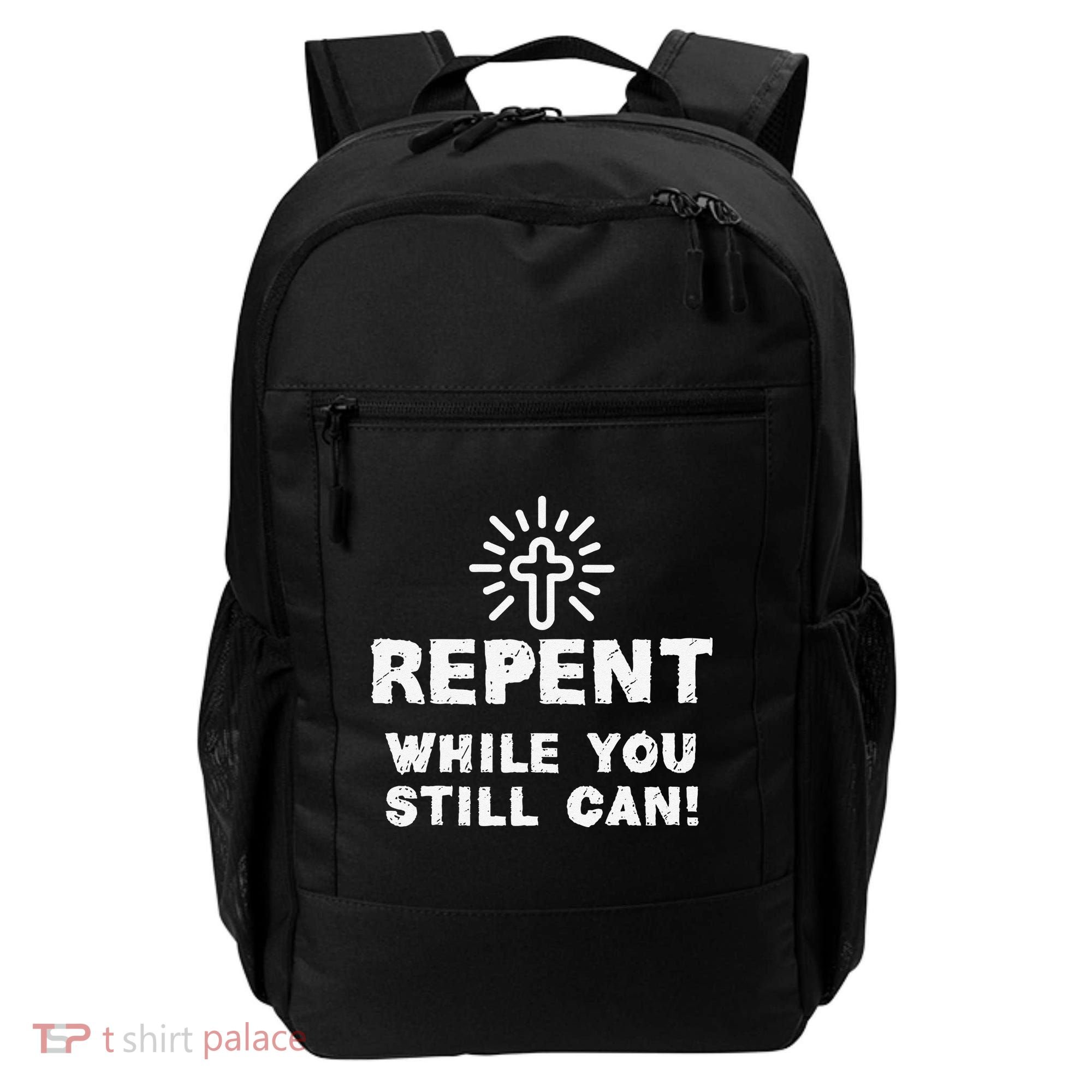 Repent While You Still Can! Christian (White) Backpack
