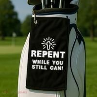 Repent While You Still Can! Christian (White) Golf Towel thumb 2