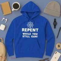 Repent While You Still Can! Christian (White) Hoodie thumb 3