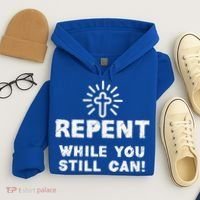 Repent While You Still Can! Christian (White) Hoodie thumb 4