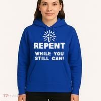 Repent While You Still Can! Christian (White) Hoodie thumb 5