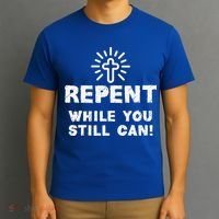 Repent While You Still Can! Christian (White) T-Shirt thumb 3